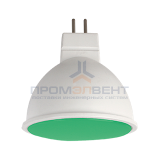 Ecola MR16   LED color  7,0W  220V GU5.3 Green Зеленый матовое стекло (композит) 47х50