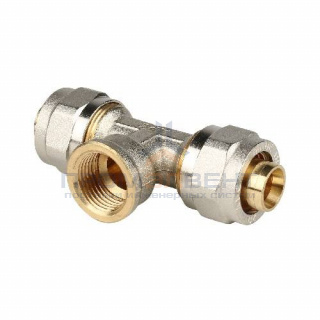 Тройник с переходом на внутреннюю резьбу STOUT - 16 x 1/2" (винтовой, для металлопласт.труб)