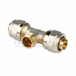 Тройник с переходом на наружную резьбу STOUT - 20 x 3/4" (винтовой, для металлопласт.труб)