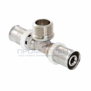 Тройник с переходом на наружную резьбу VALTEC VTm.233 - 32 x 3/4" (прессовой, для металлопл.труб)