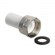 Штуцер с накидной гайкой VALTEC VTp.722 - 20 x 3/4" (для полипропиленовых труб, цвет белый)