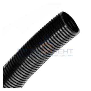 Труба PA6V0, гибкая гофр. д.25мм, без протяжки, цвет тёмно-серый [бухта 50м]