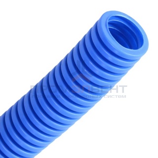 Труба гофрированная ПП д25 лёгкая HF безгалогенная синяя (50м)