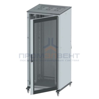 Напольный шкаф 42U Ш800хГ1000 передняя дверь стекло,задняя глухая дверь, крыша укомплектована вводом