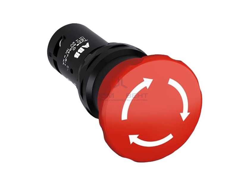 Кнопка ABB CE4T-10R-02 аварийного останова с фиксацией 2НЗ отпускание поворотом 40мм